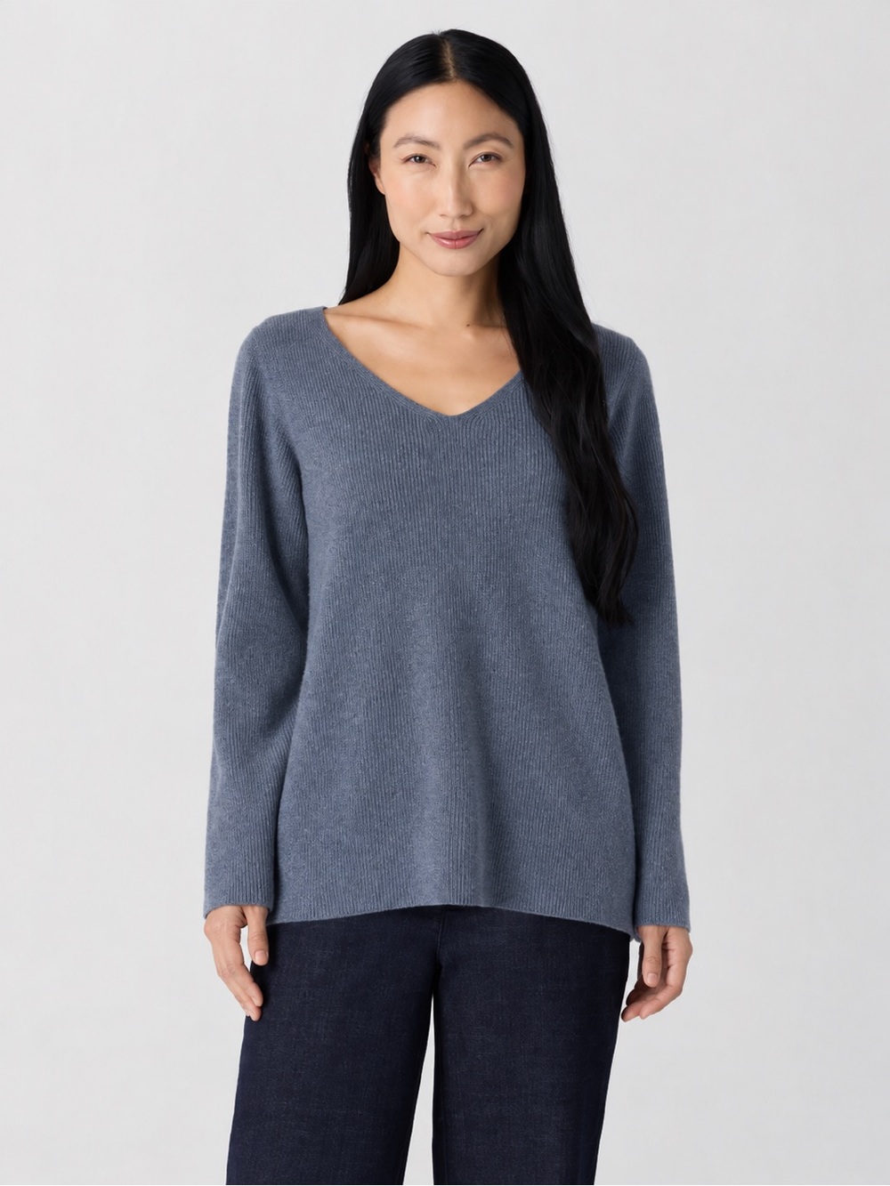 Eileen Fisher Ribbed Cashmere Sweater Size Large
